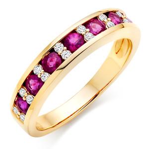 Ruby and Cubic Zirconia Wedding Ring In 1.50 Carat Total Weight.