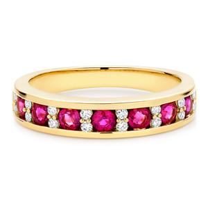 Ruby and Cubic Zirconia Wedding Ring In 1.50 Carat Total Weight.