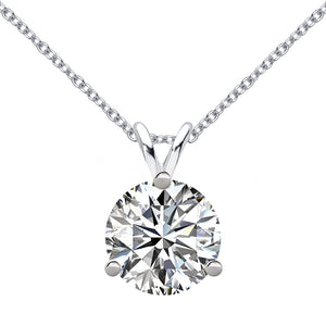 18 KARAT WHITE GOLD 3-PRONG ROUND PENDANT WITH ROLO CHAIN. BUILD YOUR OWN PENDANT.