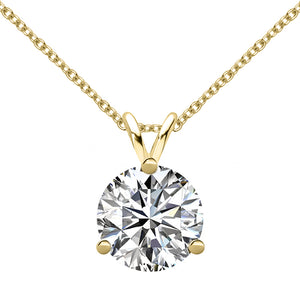 14 KARAT YELLOW GOLD 3-PRONG ROUND PENDANT WITH ROLO CHAIN. BUILD YOUR OWN PENDANT.