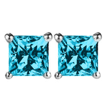 14 KARAT WHITE GOLD AQUAMARINE PRINCESS. Choose From 0.25 CTW To 10.00 CTW