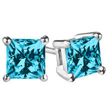 14 KARAT WHITE GOLD AQUAMARINE PRINCESS. Choose From 0.25 CTW To 10.00 CTW