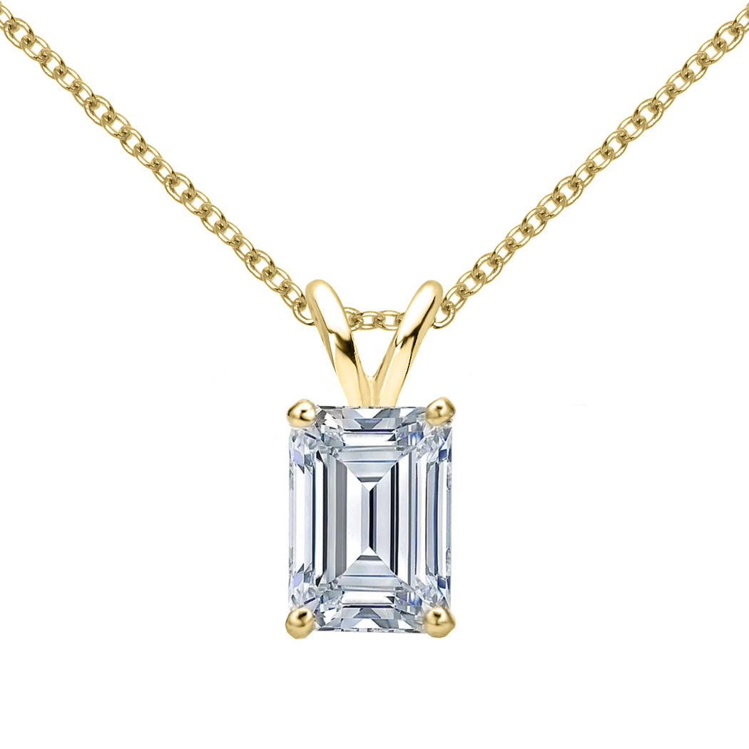 18 KARAT YELLOW GOLD EMERALD PENDANT WITH ROLO CHAIN. BUILD YOUR OWN PENDANT.