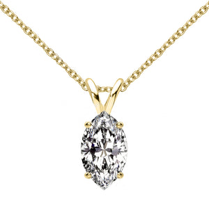 14 KARAT YELLOW GOLD MARQUISE PENDANT WITH ROLO CHAIN. BUILD YOUR OWN PENDANT.