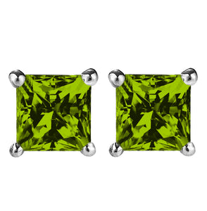 14 KARAT WHITE GOLD PERIDOT PRINCESS. Choose From 0.25 CTW To 10.00 CTW