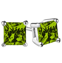 14 KARAT WHITE GOLD PERIDOT PRINCESS. Choose From 0.25 CTW To 10.00 CTW