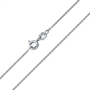 18 KARAT WHITE GOLD PRINCESS PENDANT WITH ROLO CHAIN. BUILD YOUR OWN PENDANT.