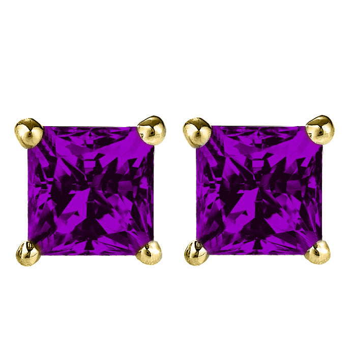 14 KARAT YELLOW GOLD AMETHYST PRINCESS. Choose From 0.25 CTW To 10.00 CTW