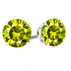 14 KARAT WHITE GOLD PERIDOT 4-PRONG ROUND. Choose From 0.25 CTW To 10.00 CTW