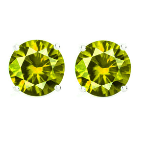 14 KARAT WHITE GOLD PERIDOT 4-PRONG ROUND. Choose From 0.25 CTW To 10.00 CTW