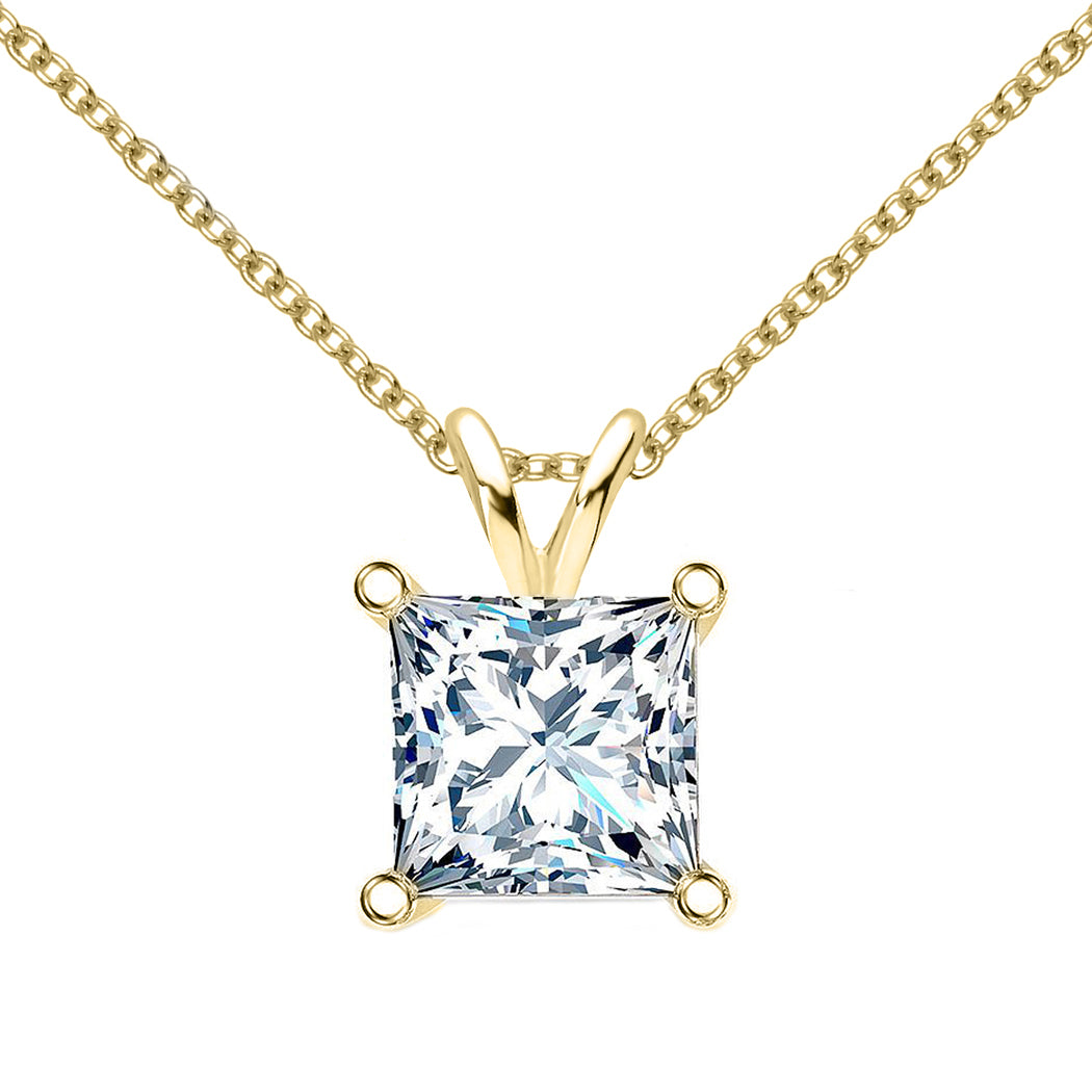 14 KARAT YELLOW GOLD PRINCESS PENDANT WITH ROLO CHAIN. BUILD YOUR OWN PENDANT.